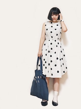 「chambre de charme（シャンブルドゥシャーム）のアイテム（ワンピース）」を使った、かほこ。さん（レディース・161cm）の夏コーディネート