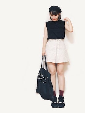 かほこ。さんの「LINEN LOGO BAG」を使ったコーディネート