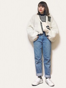 「jouetie（ジュエティ）のアイテム（ジャケット/アウター）」を使った、かほこ。さん（レディース・161cm）の冬コーディネート