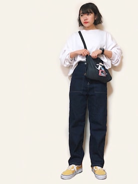 「niko and...（ニコアンド）のメンテンBIGBIG Ｔシャツ【niko and ...】（Tシャツ/カットソー）」を使った、かほこ。さん（レディース・161cm）の春コーディネート