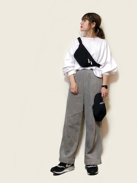 「niko and...（ニコアンド）のメンテンBIGBIG Ｔシャツ【niko and ...】（Tシャツ/カットソー）」を使った、かほこ。さん（レディース・161cm）の秋コーディネート