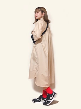 「アイテム（シャツワンピース）」を使った、かほこ。さん（レディース・161cm・20代）の秋コーディネート