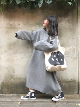 「白ソックス」｜かほこ。さん（レディース・161cm）の冬コーディネート