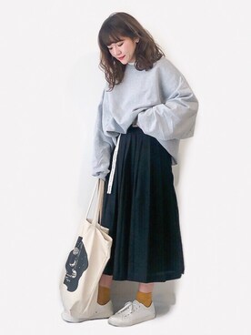「JOURNAL STANDARD（ジャーナルスタンダード）の【GOOD GRIEF/グッド・グリーフ】クルーネックスウェット（スウェット）」を使った、かほこ。さん（レディース・161cm）の春コーディネート