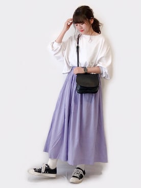 「niko and...（ニコアンド）のメンテンBIGBIG Ｔシャツ【niko and ...】（Tシャツ/カットソー）」を使った、かほこ。さん（レディース・161cm）の春コーディネート