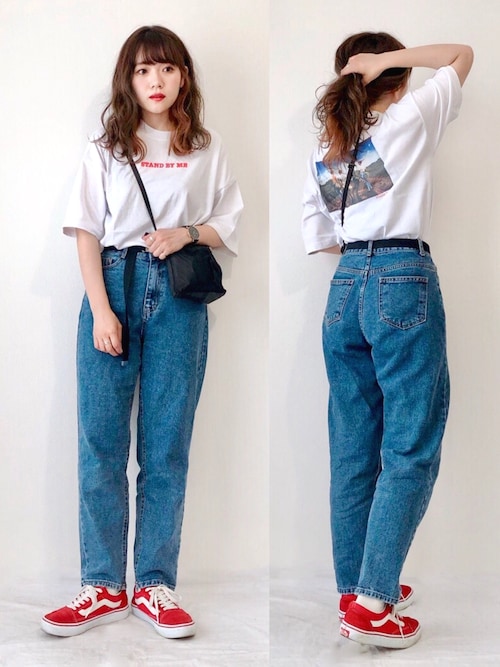 白Tシャツ 夏コーデ