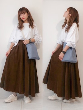 「niko and...（ニコアンド）のメンテンBIGBIG Ｔシャツ【niko and ...】（Tシャツ/カットソー）」を使った、かほこ。さん（レディース・161cm）の秋コーディネート