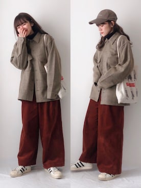 「スーパースター」｜「アイテム（その他アウター）」を使った、かほこ。さん（レディース・161cm）の冬コーディネート