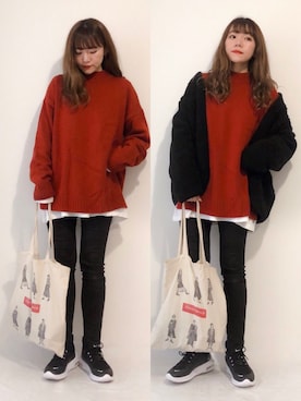 「DHOLIC（ディーホリック）のアイテム（ブルゾン）」を使った、かほこ。さん（レディース・161cm）の冬コーディネート