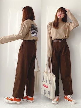 「CONVERSE（コンバース）の＜CONVERSE（コンバース）＞∴ALL STAR 100 LOW オールスターコーデュロイ スニーカー ◆（スニーカー）」を使った、かほこ。さん（レディース・161cm）の冬コーディネート