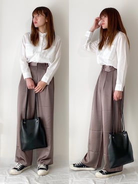 「ISOOK（アイスー）のアイテム（パンツ）」を使った、かほこ。さん（レディース・161cm）の春コーディネート