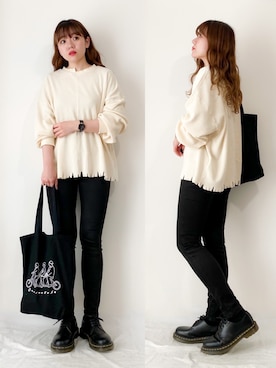 「Dr. Martens（ドクターマーチン）のDr.Martens / ドクターマーチン 1461 3EYE GIBSON SHOE 3ホール ギブソン シューズ ブーツ（ブーツ）」を使った、かほこ。さん（レディース・161cm）の春コーディネート