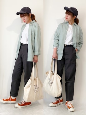 「CONVERSE（コンバース）の＜CONVERSE（コンバース）＞∴ALL STAR 100 LOW オールスターコーデュロイ スニーカー ◆（スニーカー）」を使った、かほこ。さん（レディース・161cm）の春コーディネート