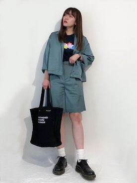 「Dr. Martens（ドクターマーチン）のDr.Martens / ドクターマーチン 1461 3EYE GIBSON SHOE 3ホール ギブソン シューズ ブーツ（ブーツ）」を使った、かほこ。さん（レディース・161cm）の夏コーディネート