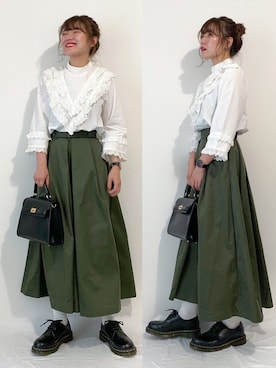 「Dr. Martens（ドクターマーチン）のDr.Martens / ドクターマーチン 1461 3EYE GIBSON SHOE 3ホール ギブソン シューズ ブーツ（ブーツ）」を使った、かほこ。さん（レディース・161cm）の夏コーディネート