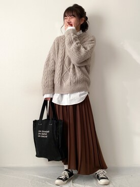 「SENSION（センション）のアイテム」を使った、かほこ。さん（レディース・162cm）の冬コーディネート