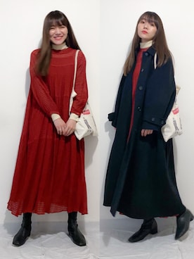 「JOURNAL STANDARD relume（ジャーナルスタンダード　レリューム）のアイテム（ワンピース/ドレス）」を使った、かほこ。さん（レディース・162cm）の冬コーディネート