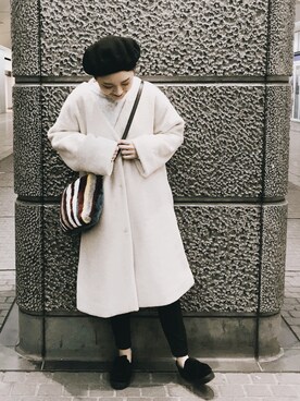 「niko and...（ニコアンド）のアイテム（クラッチバッグ）」を使った、Shinohara Niiさん（レディース・158cm）の冬コーディネート