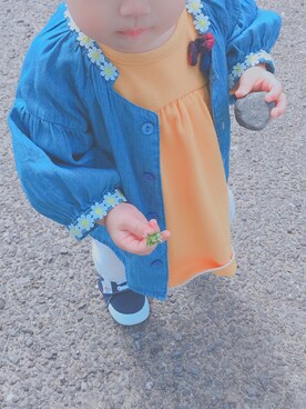 「Moujonjon（ムージョンジョン）のアイテム（ジャケット/アウター）」を使った、なかむら さん（レディース・70cm）の春コーディネート