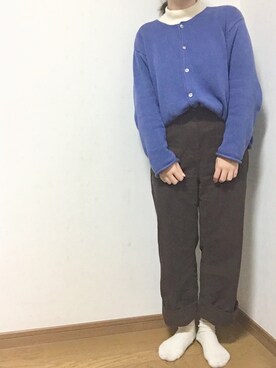 「Eddie Bauer（エディーバウアー）のアイテム（カーディガン/ボレロ）」を使った、ruhaさん（レディース・156cm）の冬コーディネート