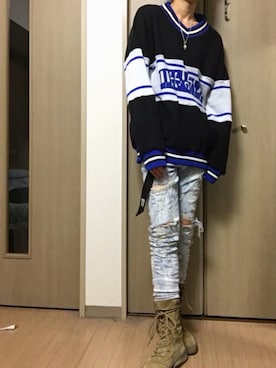 「Yeezy（イージー）のアイテム（ブーツ）」を使った、Y.Sさん（メンズ・180cm）の春コーディネート