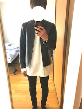 「EMMA  CLOTHES」｜「アイテム（ライダースジャケット）」を使った、わをんさん（メンズ・173cm）の春コーディネート