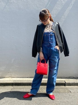 「ジップブルゾン」｜「アイテム（サロペット/オーバーオール）」を使った、村上さん（レディース・160cm）の秋コーディネート