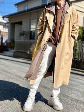 「Steven Alan（スティーブンアラン）のアイテム（トレンチコート）」を使った、ポコフィルさん（メンズ・170cm）の春コーディネート