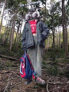 「TOMMY HILFIGER」｜「アイテム（デニムジャケット）」を使った、年金さん（レディース・155cm）の秋コーディネート