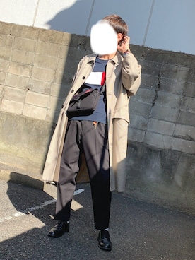 「アイテム（ステンカラーコート）」を使った、とみいさん（メンズ・176cm・20代）の秋コーディネート