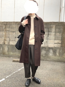 「アイテム（ステンカラーコート）」を使った、とみいさん（メンズ・176cm・20代）の冬コーディネート