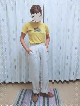 「黄色Tシャツ」｜はし🐷さん（レディース・162cm）の春コーディネート
