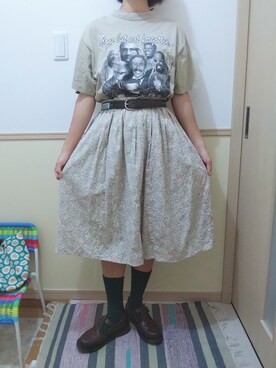 「アイテム（ソックス/靴下、グリーン系）」を使った、はし🐷さん（レディース・162cm）の秋コーディネート