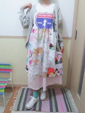 「アイテム（ソックス/靴下、グリーン系）」を使った、はし🐷さん（レディース・162cm）の冬コーディネート