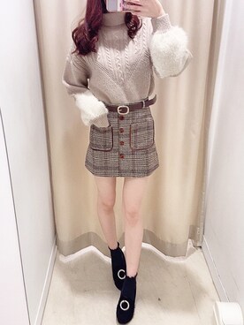 「TITTY&CO.（ティティーアンドコー）のアイテム（スカート）」を使った、𝒩𝒶𝓃𝒶🐈さん（レディース・158cm）の冬コーディネート
