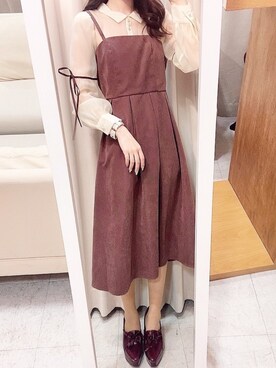 「オーガンジー」｜「アイテム（ワンピース/ドレス）」を使った、𝒩𝒶𝓃𝒶🐈さん（レディース・158cm）の冬コーディネート