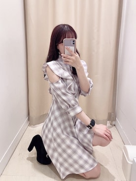 「オープンショルダー」｜「アイテム（ワンピース/ドレス）」を使った、𝒩𝒶𝓃𝒶🐈さん（レディース・158cm）の春コーディネート