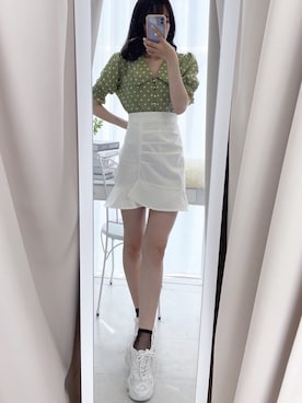 「titty＆Co. PETIT（ティティアンドコープティ）のアイテム（スカート）」を使った、𝒩𝒶𝓃𝒶🐈さん（レディース・158cm）の夏コーディネート