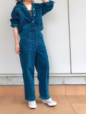 「blue」｜「アイテム（その他アウター）」を使った、mayu okumuraさん（レディース・163cm）の秋コーディネート