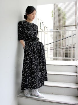 「コンバース ハイカット」｜「アイテム（ワンピース/ドレス）」を使った、ottilieさん（レディース・165cm）の春コーディネート