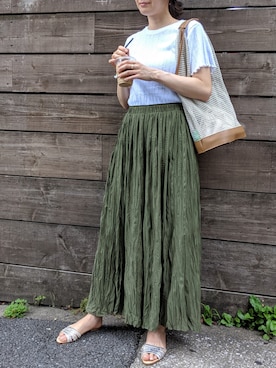 「アイテム（エコバッグ/サブバッグ）」を使った、ottilieさん（レディース・167cm）の夏コーディネート