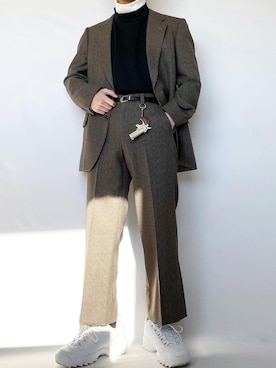 「セットアップスタイル」｜「アイテム（雑貨/ホビー）」を使った、ゆーひさん（メンズ・164cm）の冬コーディネート