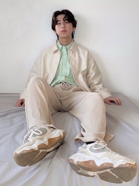 「オールホワイト」｜「アイテム（雑貨/ホビー）」を使った、ゆーひさん（メンズ・164cm）の春コーディネート