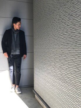 「カジュアルコーデ」｜「アイテム（テーラードジャケット）」を使った、YASUさん（メンズ・182cm）の冬コーディネート
