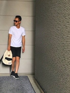 「アイテム（バックパック/リュック、ホワイト系）」を使った、YASUさん（メンズ・182cm）の夏コーディネート