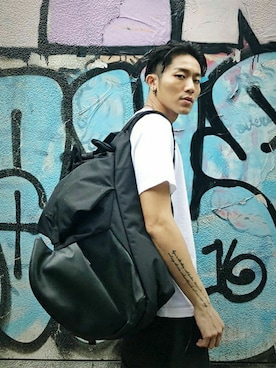 「Oribagu（オリバグ）のアイテム」を使った、ORIBAGU－折り紙バッグ－さん（メンズ・175cm）の夏コーディネート