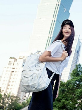 「キャップ女子」｜ORIBAGU－折り紙バッグ－さん（レディース・160cm）の夏コーディネート