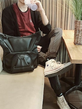 「Oribagu（オリバグ）のアイテム」を使った、ORIBAGU－折り紙バッグ－さん（メンズ・175cm）の夏コーディネート