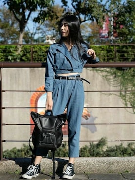 「Oribagu（オリバグ）のアイテム」を使った、ORIBAGU－折り紙バッグ－さん（レディース・165cm）の秋コーディネート