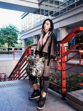 「Oribagu（オリバグ）のアイテム」を使った、ORIBAGU－折り紙バッグ－さん（レディース・165cm）の秋コーディネート